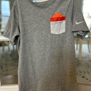 Nike Gray T-Shirt with Orange Basketball Pocket